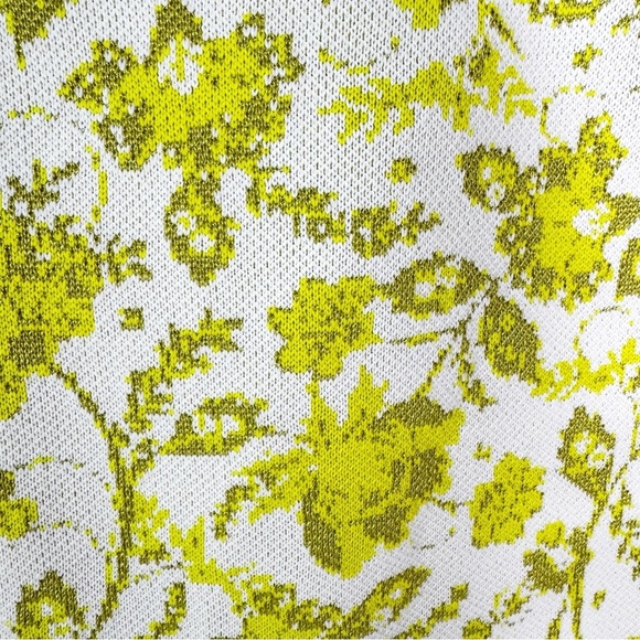 Zara Jacquard Knit Floral Puff Sleeve Mini Dress Citrus Yellow Green Size S - Picture 3 of 13